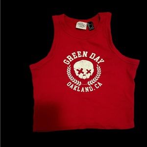 forever 21 green day collaboration tank crop, size L